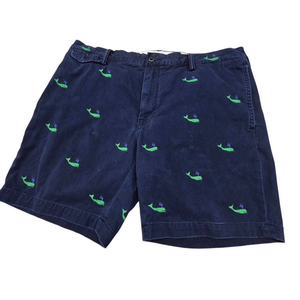 Vintage Polo Ralph Lauren Flat Front Shorts Slim GI Fit Mens 38 Whale Blue Green